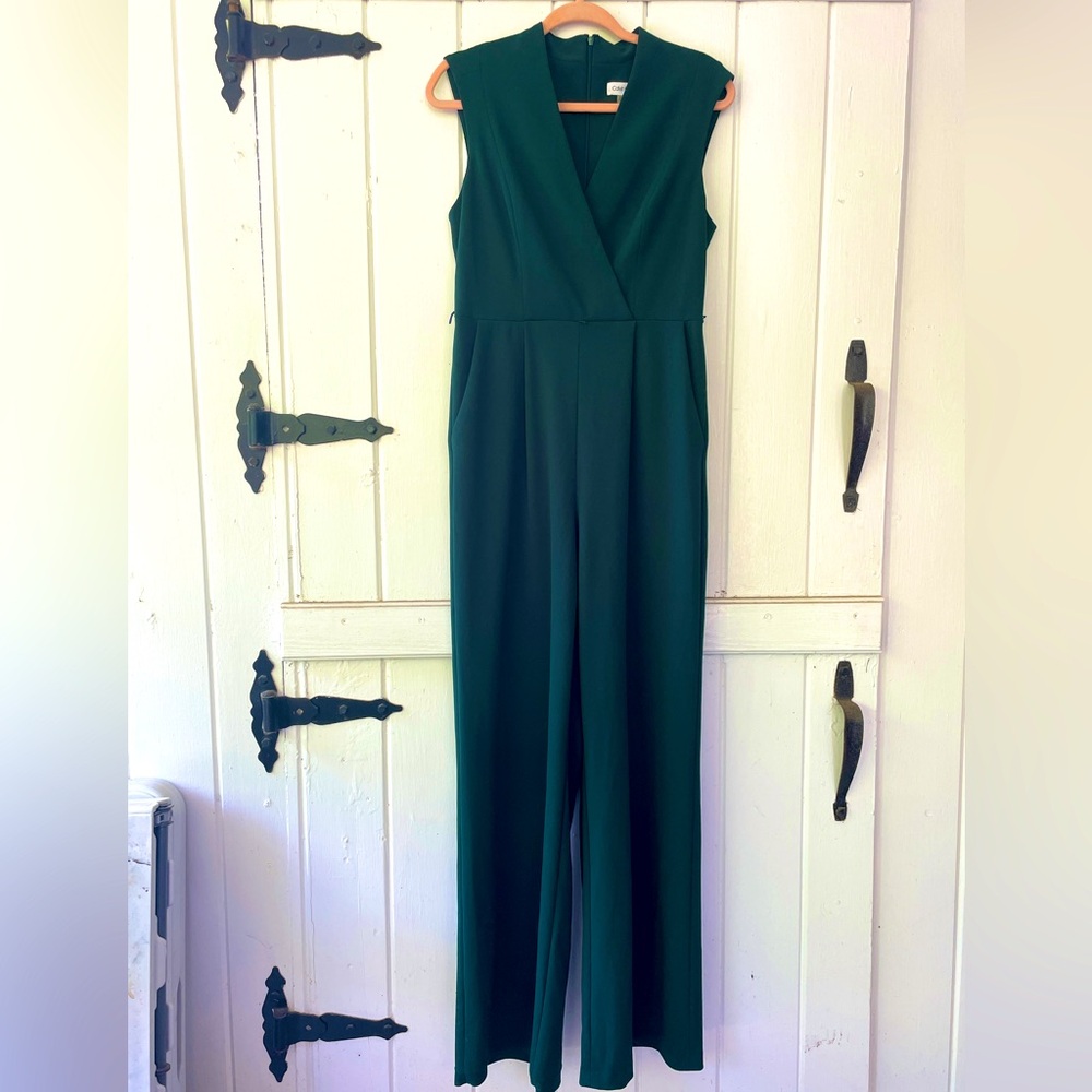 NFS - Calvin Klein Women's Sleeveless V-Neck Tie Waist Wide Leg Jumpsuit
